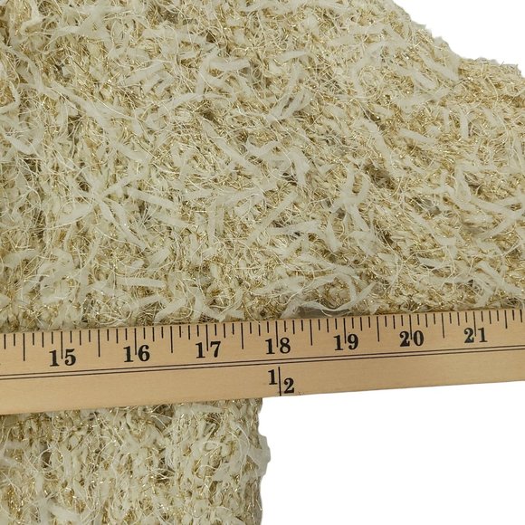 Janet Paris Open Front Cardigan Womens Size S/M Cream Gold Metallic Pockets NEW - Picture 3 of 16